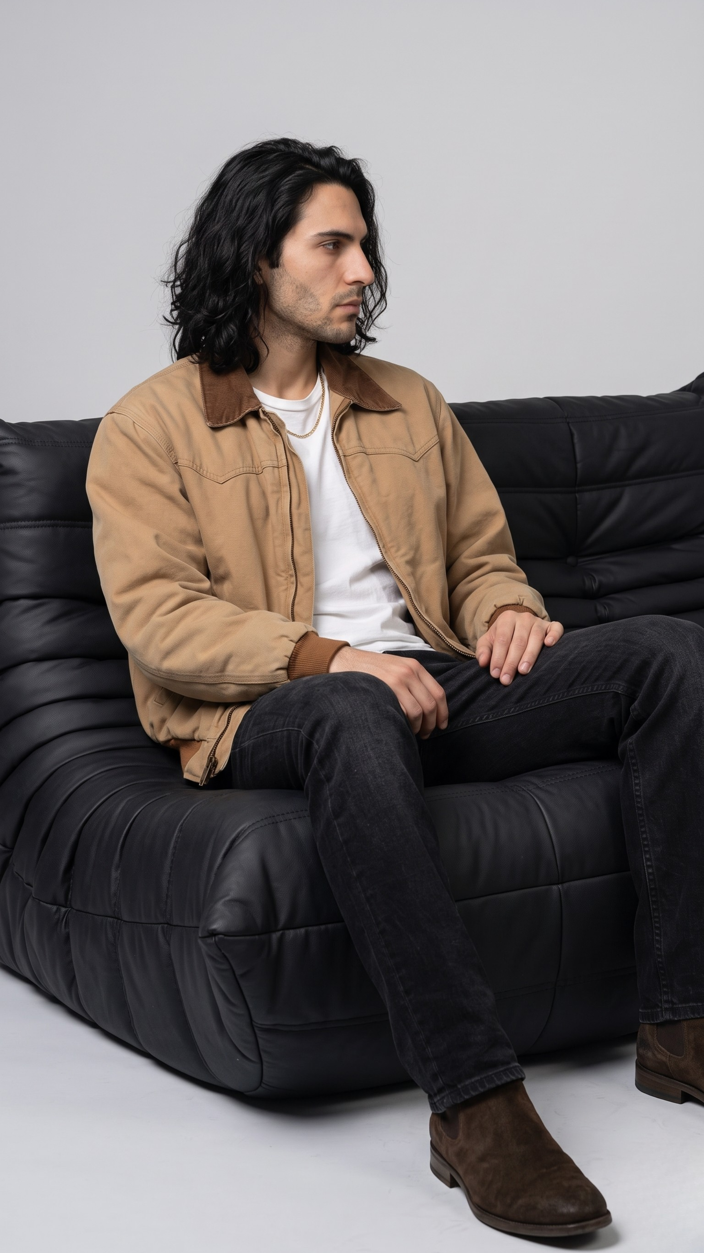 Men's everyday casual fashion showcasing a lightweight light brown soft cotton outerwear styled for a clean look.