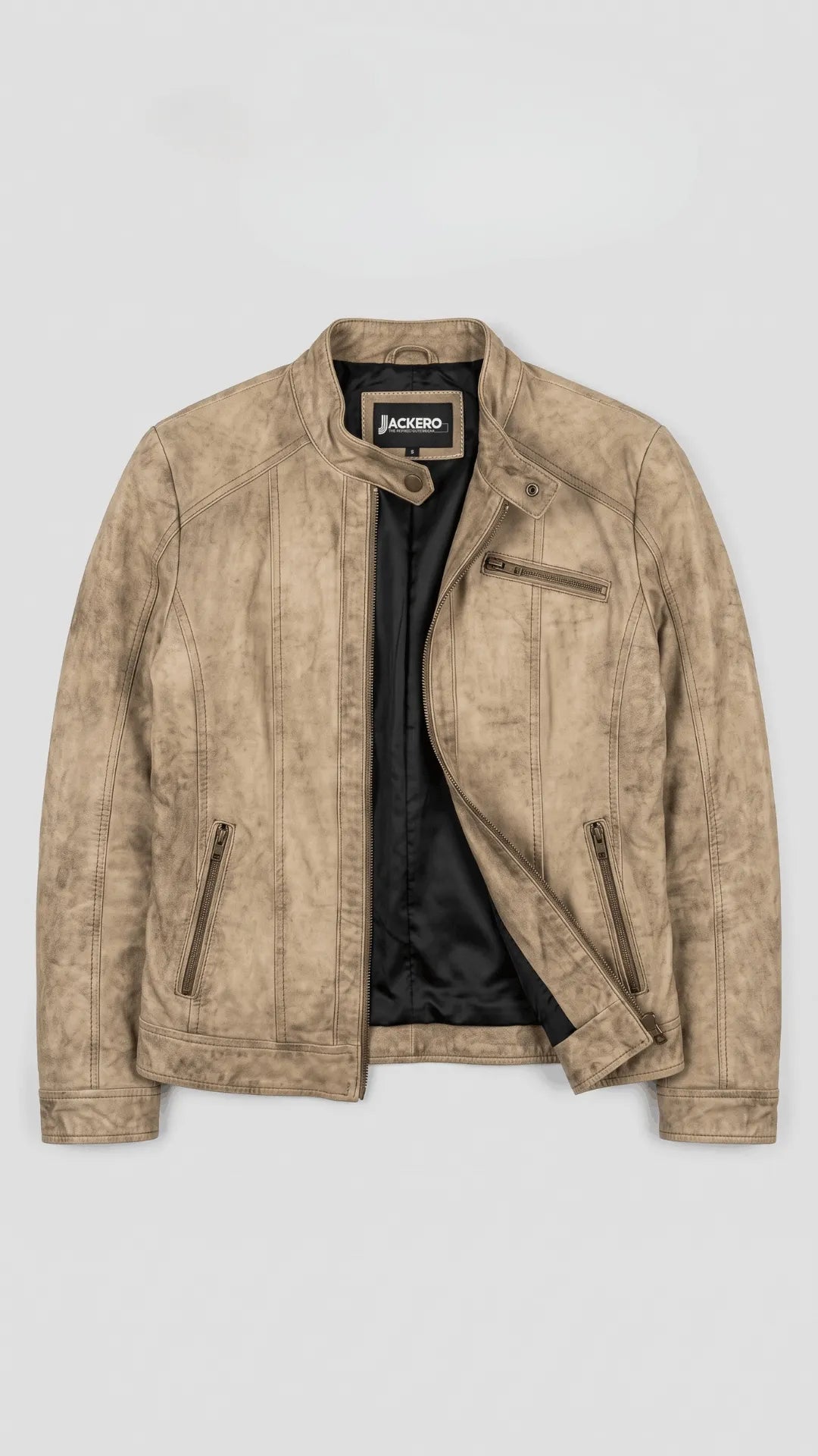 LIGHT BEIGE LEATHER JACKET