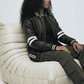 Classic minimalist women black leather bomber jacket designed for premium everyday street style and outerwear comfort.