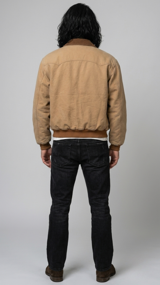 Regular fit light brown soft cotton jacket with functional side pockets, designed for all-day comfort and mobility.