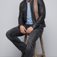 Tailored fit premium black striped leather outerwear designed for a modern casual and streetwear look.