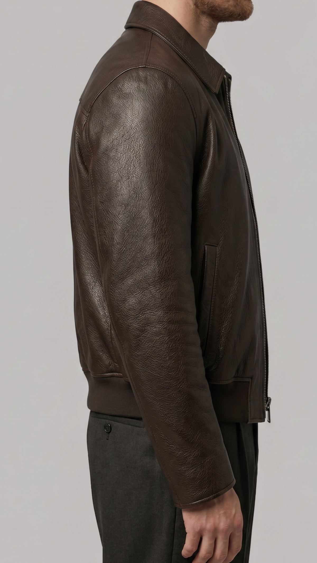 Jackero Brown leather jacket worn by a person on a plain background