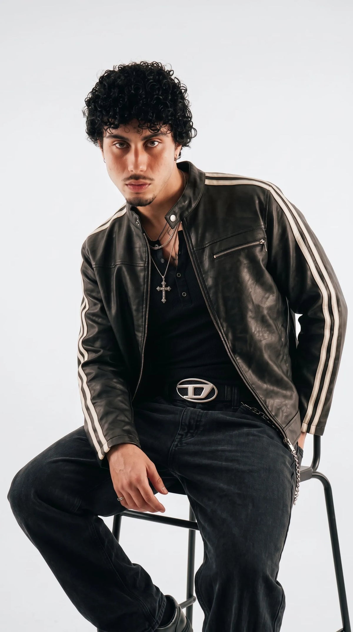 This Jackero midnight black moto jacket offers an effortlessly edgy vibe, perfectly tailored to elevate your everyday outerwear collection with high-impact streetwear fashion.