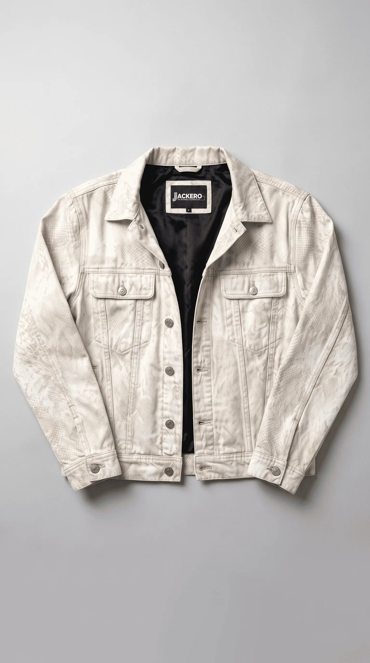 Experience unparalleled style with this Jackero structured ivory jean jacket, an absolute must-have layering piece designed to give your streetwear outfits a clean and engaging boost.