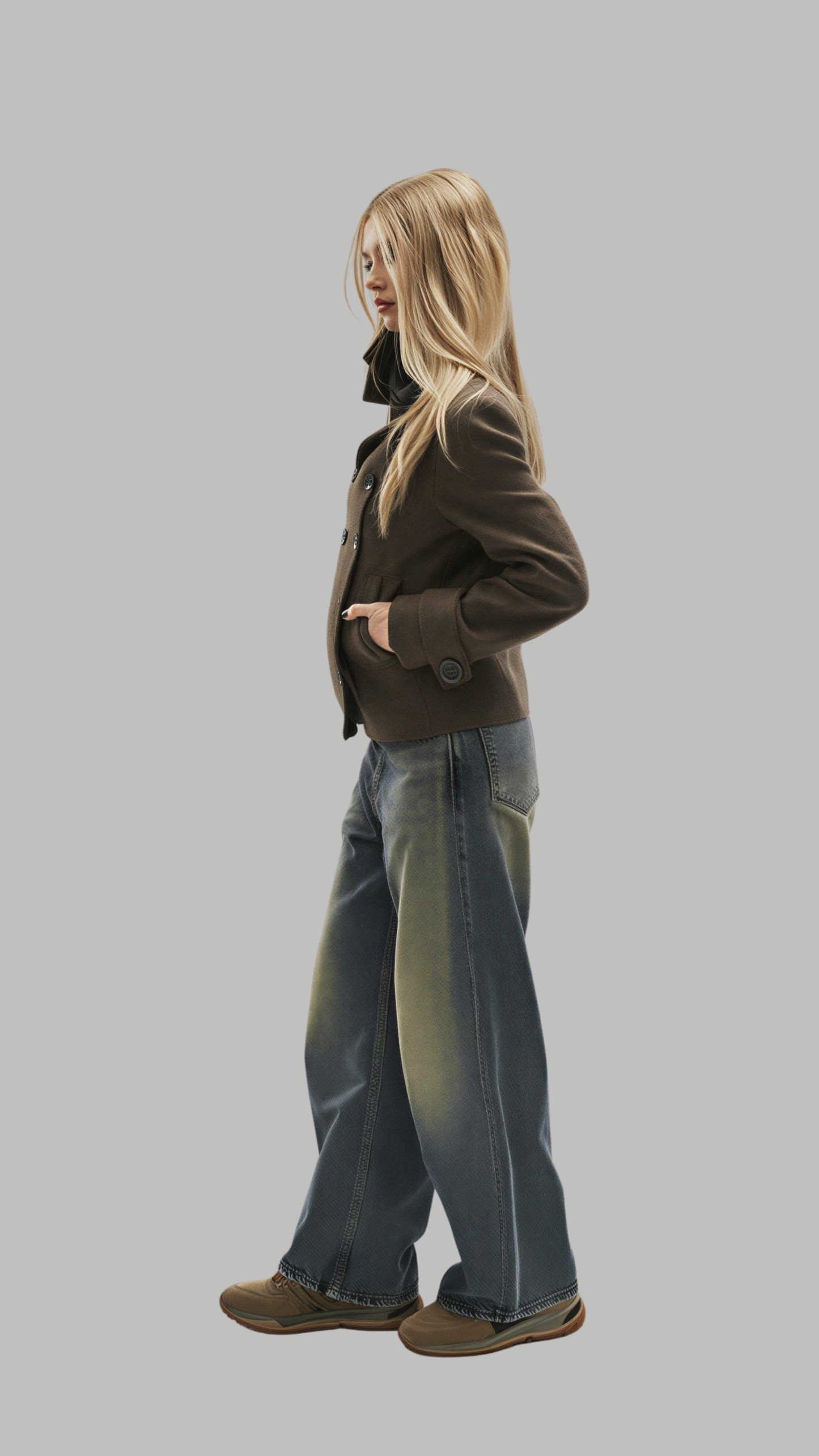sophisticated brown cropped wool coat for autumn styling.