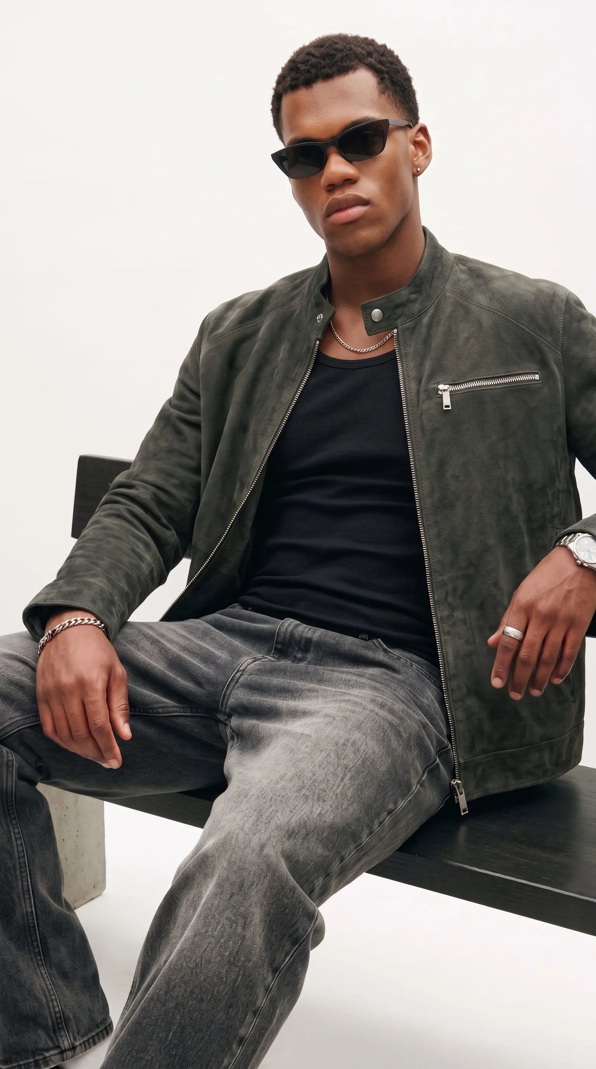 Trendy dark grey suede outerwear showcasing intricate stitching and a comfortable fit, making it the ultimate staple for casual streetwear enthusiasts.