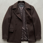 classic dark brown wool pea coat showcasing its clean winter design.