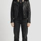 Premium edition front view of the Jackero premium black leather biker jacket, featuring heavy-duty polished zippers and luxury wide lapels.