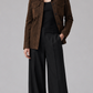 JACKERO Women's dark brown genuine suede shirt jacket featuring dual buttoned chest pockets.