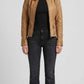 women's tan leather jackero jacket, lambskin moto jacket, luxury camel leather coat.